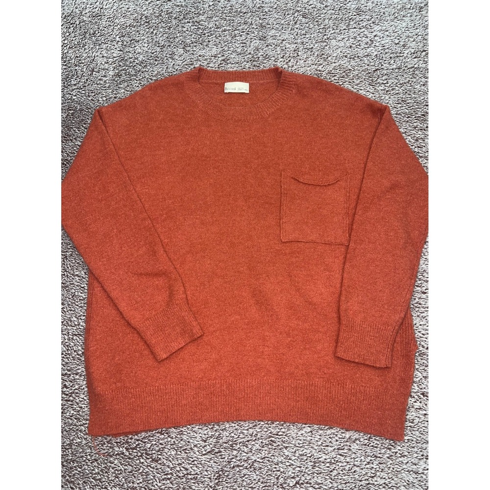 Becool Women's S/M Rust Orange Oversized Pocket Sweater Crewneck Pullover